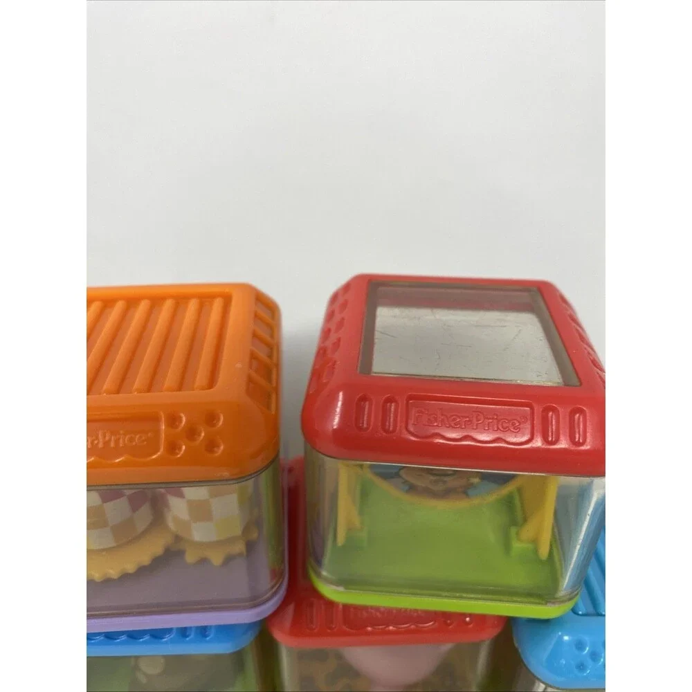 Fisher Price Peek A Boo Building Blocks Animals Sensory Play Toy Set Lot 27